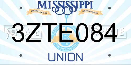 3ZTE084 Mississippi License Plate