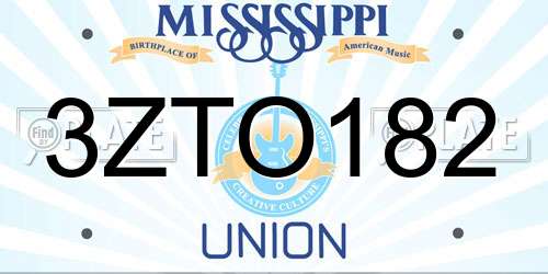 3ZTO182 Mississippi License Plate
