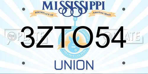 3ZTO54 Mississippi License Plate