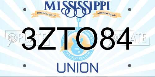 3ZTO84 Mississippi License Plate