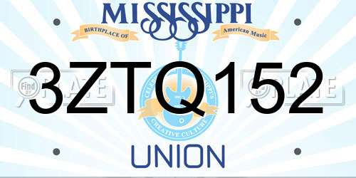 3ZTQ152 Mississippi License Plate