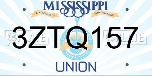 3ZTQ157 Mississippi License Plate