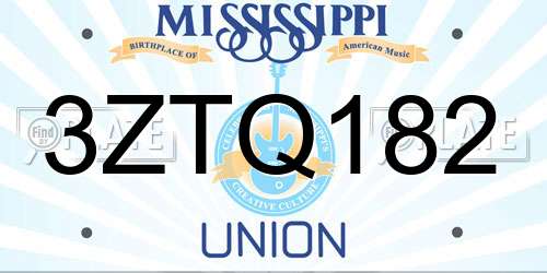 3ZTQ182 Mississippi License Plate