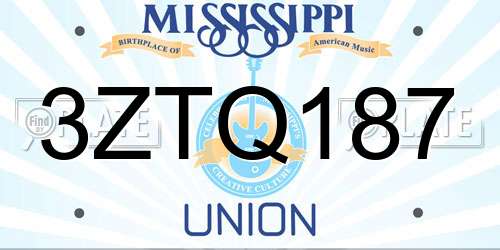 3ZTQ187 Mississippi License Plate