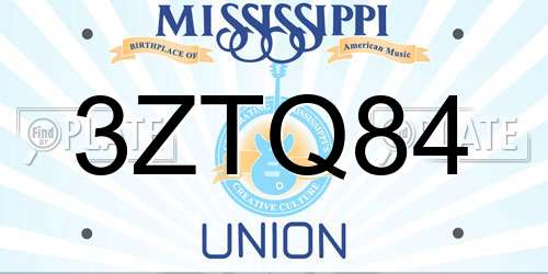 3ZTQ84 Mississippi License Plate