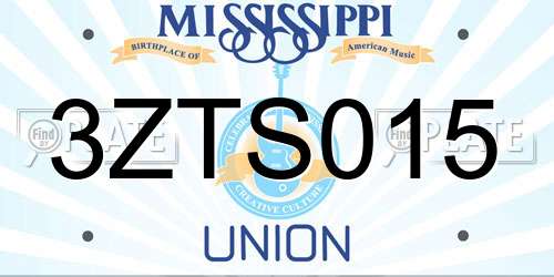 3ZTS015 Mississippi License Plate