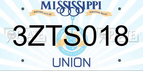 3ZTS018 Mississippi License Plate