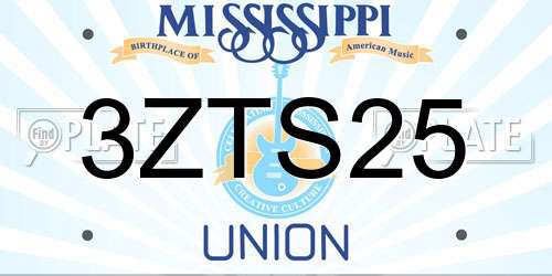 3ZTS25 Mississippi License Plate