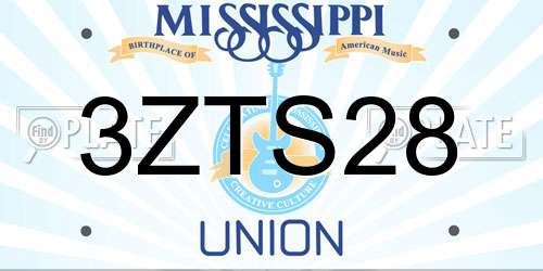 3ZTS28 Mississippi License Plate