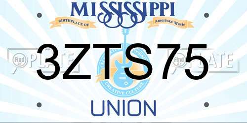 3ZTS75 Mississippi License Plate