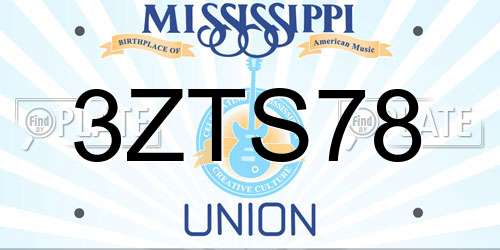 3ZTS78 Mississippi License Plate