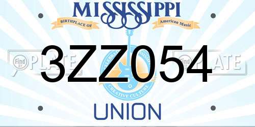 3ZZ054 Mississippi License Plate