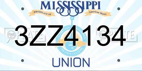 3ZZ4134 Mississippi License Plate