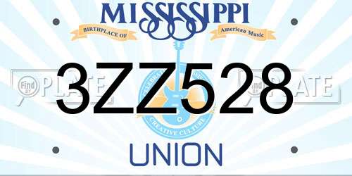 3ZZ528 Mississippi License Plate