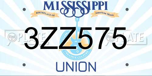 3ZZ575 Mississippi License Plate