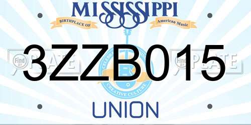 3ZZB015 Mississippi License Plate