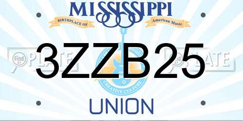 3ZZB25 Mississippi License Plate
