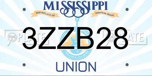 3ZZB28 Mississippi License Plate
