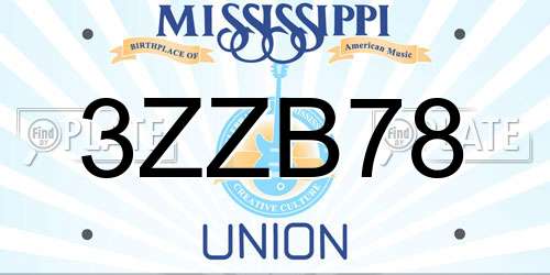 3ZZB78 Mississippi License Plate