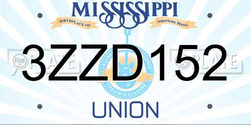 3ZZD152 Mississippi License Plate