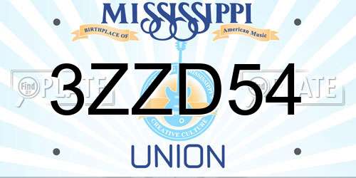 3ZZD54 Mississippi License Plate
