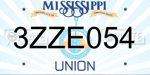 3ZZE054 Mississippi License Plate