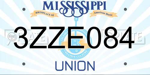 3ZZE084 Mississippi License Plate