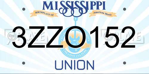 3ZZO152 Mississippi License Plate