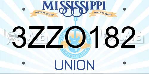 3ZZO182 Mississippi License Plate