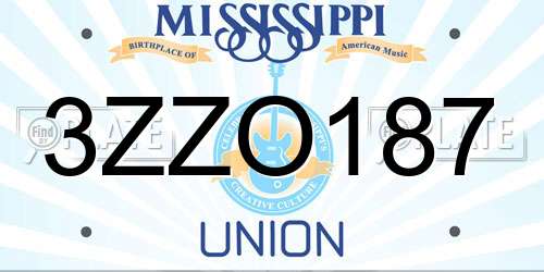 3ZZO187 Mississippi License Plate