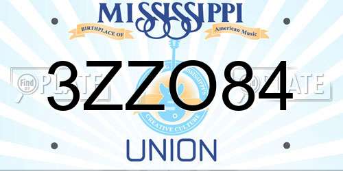 3ZZO84 Mississippi License Plate