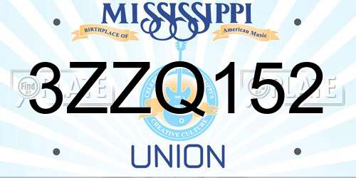 3ZZQ152 Mississippi License Plate