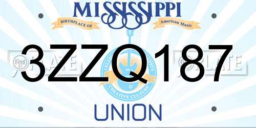 3ZZQ187 Mississippi License Plate