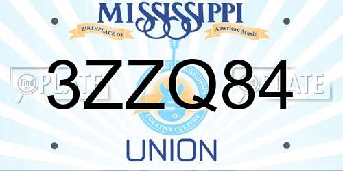 3ZZQ84 Mississippi License Plate