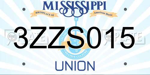 3ZZS015 Mississippi License Plate