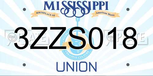 3ZZS018 Mississippi License Plate