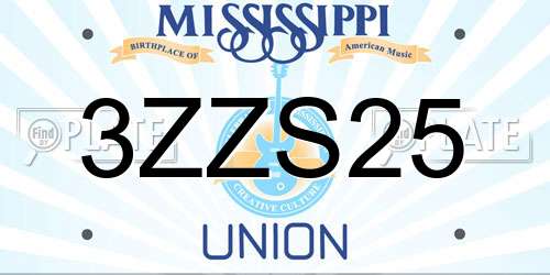 3ZZS25 Mississippi License Plate