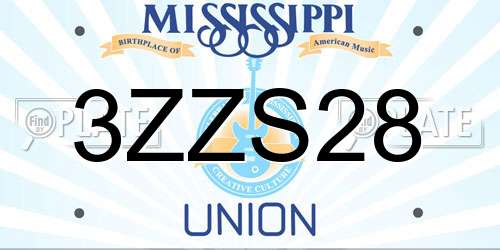 3ZZS28 Mississippi License Plate