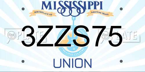 3ZZS75 Mississippi License Plate