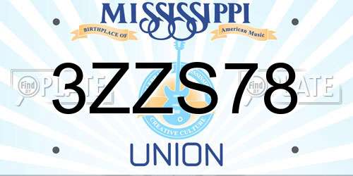3ZZS78 Mississippi License Plate