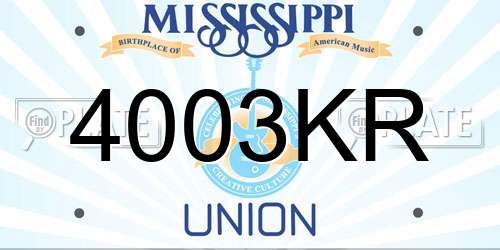 4003KR Mississippi License Plate