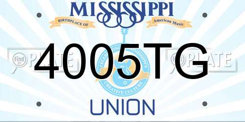 4005TG Mississippi License Plate