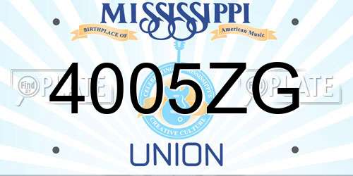 4005ZG Mississippi License Plate