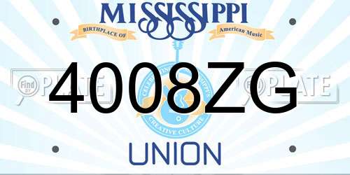 4008ZG Mississippi License Plate