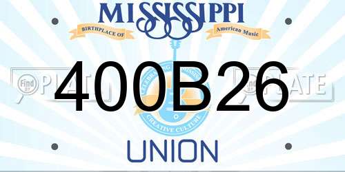 400B26 Mississippi License Plate