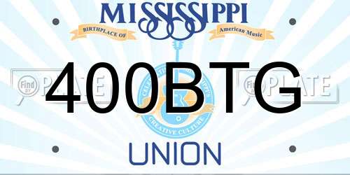 400BTG Mississippi License Plate
