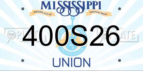 400S26 Mississippi License Plate