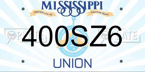 400SZ6 Mississippi License Plate