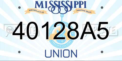 40128A5 Mississippi License Plate