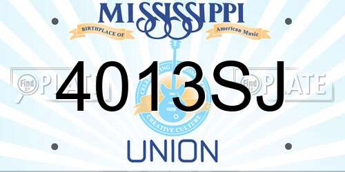 4013SJ Mississippi License Plate